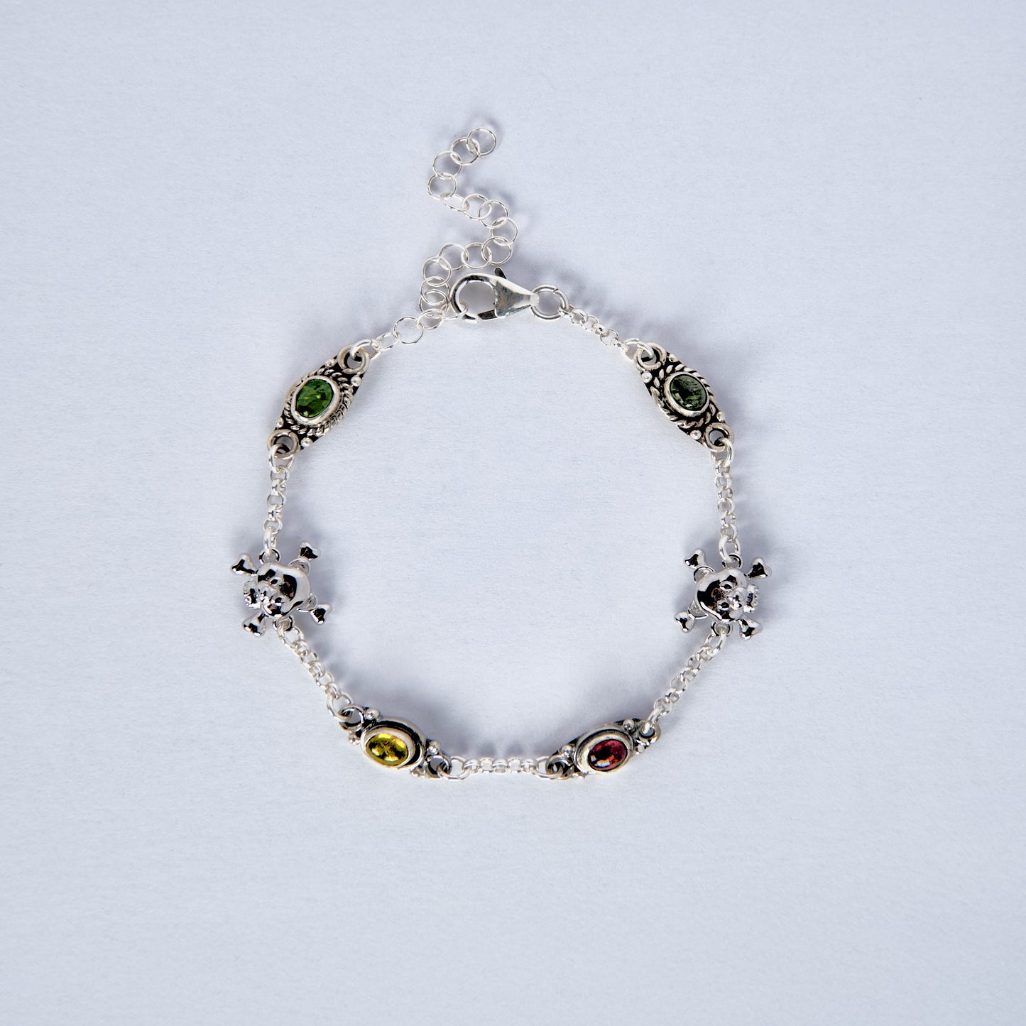 COLORED GEMSTONES SILVER BRACELET