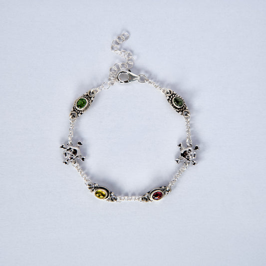 COLORED GEMSTONES SILVER BRACELET